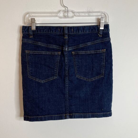 Free People Women's Jean Mini Skirt Sz 2 Pencil Straight Dark Wash Denim Stretch - Picture 3 of 6
